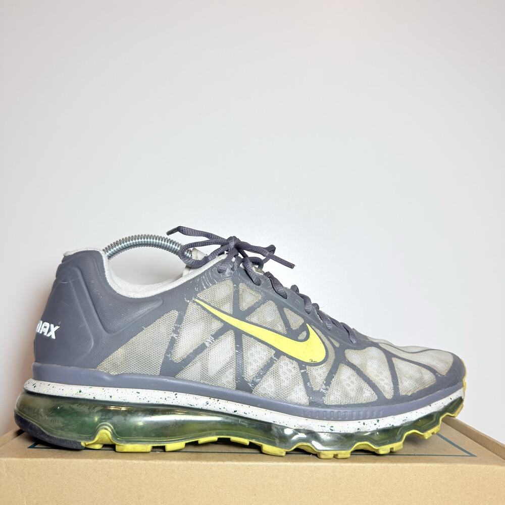 Nike Air Max 2011 Dark Grey Volt Yellow Running Shoes Mens Size 11 Sneakers